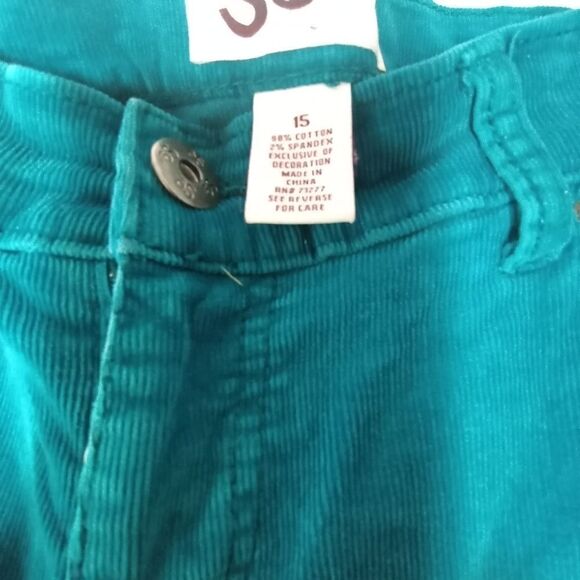 SO 15 Teal Corduroy Full Length Pockets Zipper Women’s Skinny Jeans - Picture 5 of 6